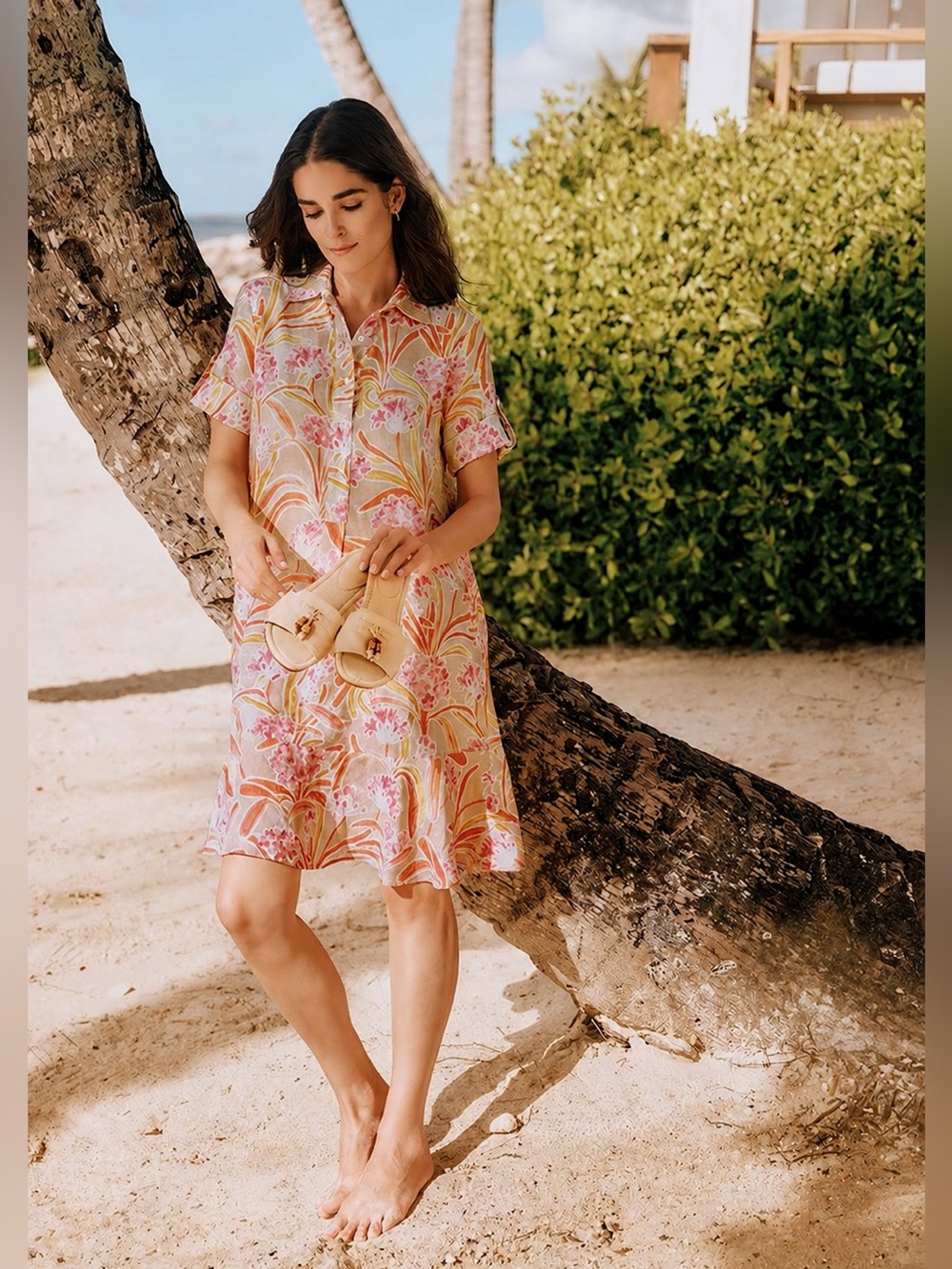 🌟CLEARANCE🌟 NWT J. McLaughlin Wellesley Printed 100% Linen  Preppy Short Sleeve